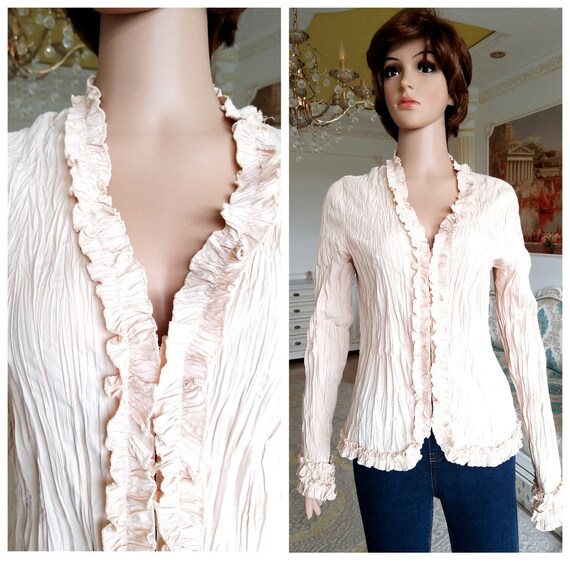 Ruffle blouse beige blouse Victorian Blouse Victor