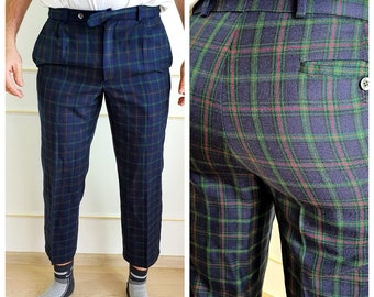 blue and orange plaid pants