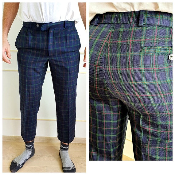 Pantalones de hombre de los años 80 Pantalones a cuadros VERDE | Etsy México