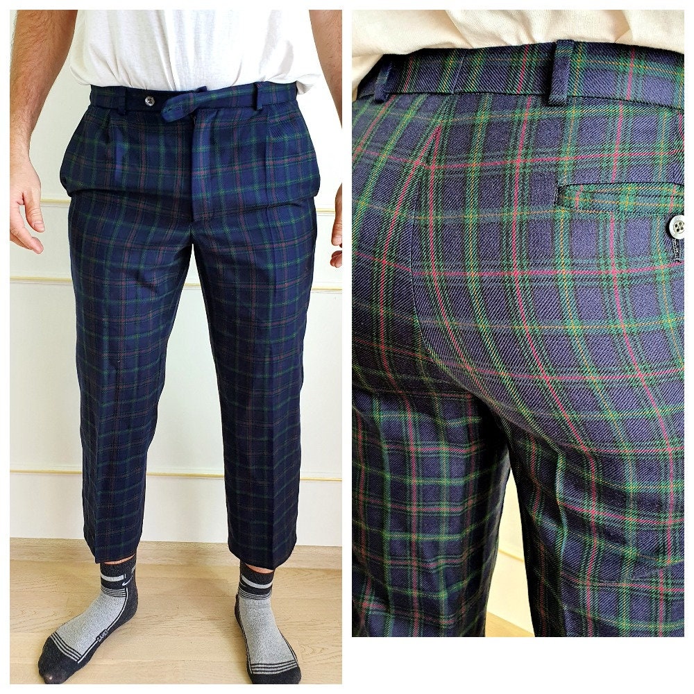 Green Plaid Pants Retro Pants - Etsy 