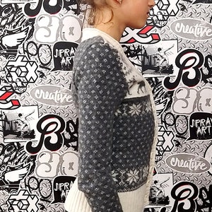 Childrens sweater 12 wool sweater kids girls sweater deer print gray sweater girls cardigan wool cardigan Child gray cardigan warm sweater image 4