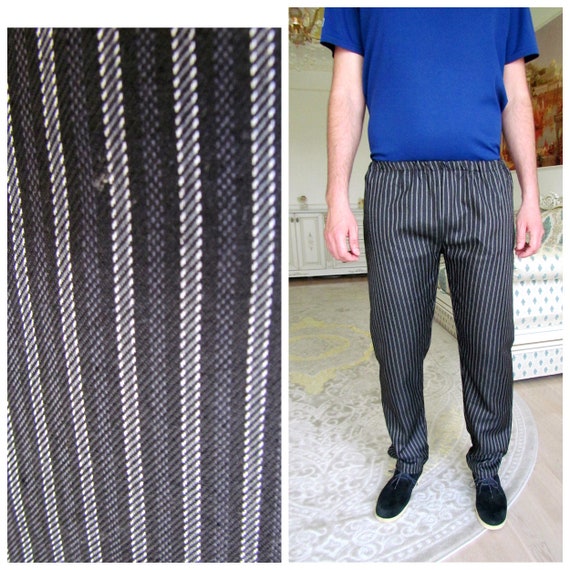 mens blue and white striped pants