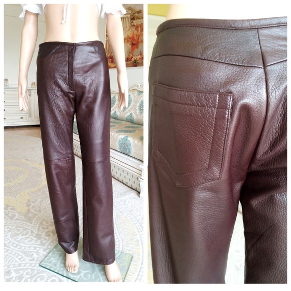 Leather Clothing womens Leather pants S Brown Leat