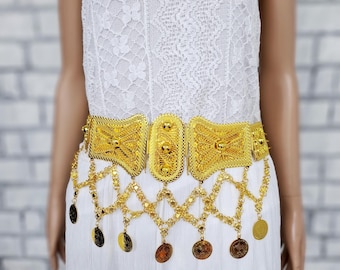 Vintage Gold Tone Mesh Belt Sash 62” Vintage Gold Tone Mesh Belt, Vintage Retro Gold Tone Mesh  main image 2