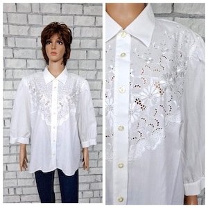 camicetta con colletto da donna camicetta vittoriana manica a sbuffo XL stile vittoriano camicetta prateria camicetta edoardiana camicia edoardiana camicetta classica bianca