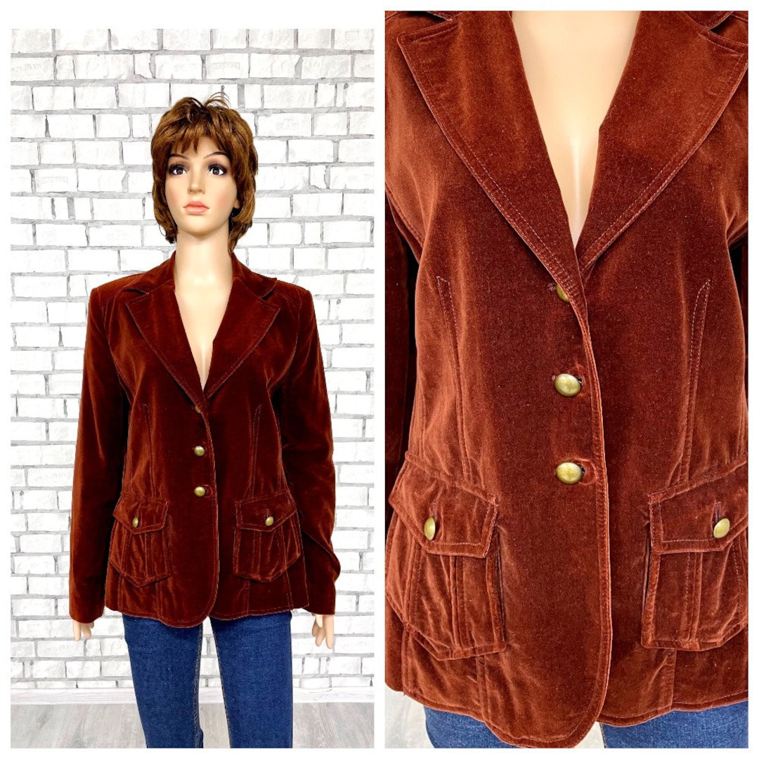 Brown Velvet Jacket Womens Velvet Blazer Brown Womens Blazer Etsy