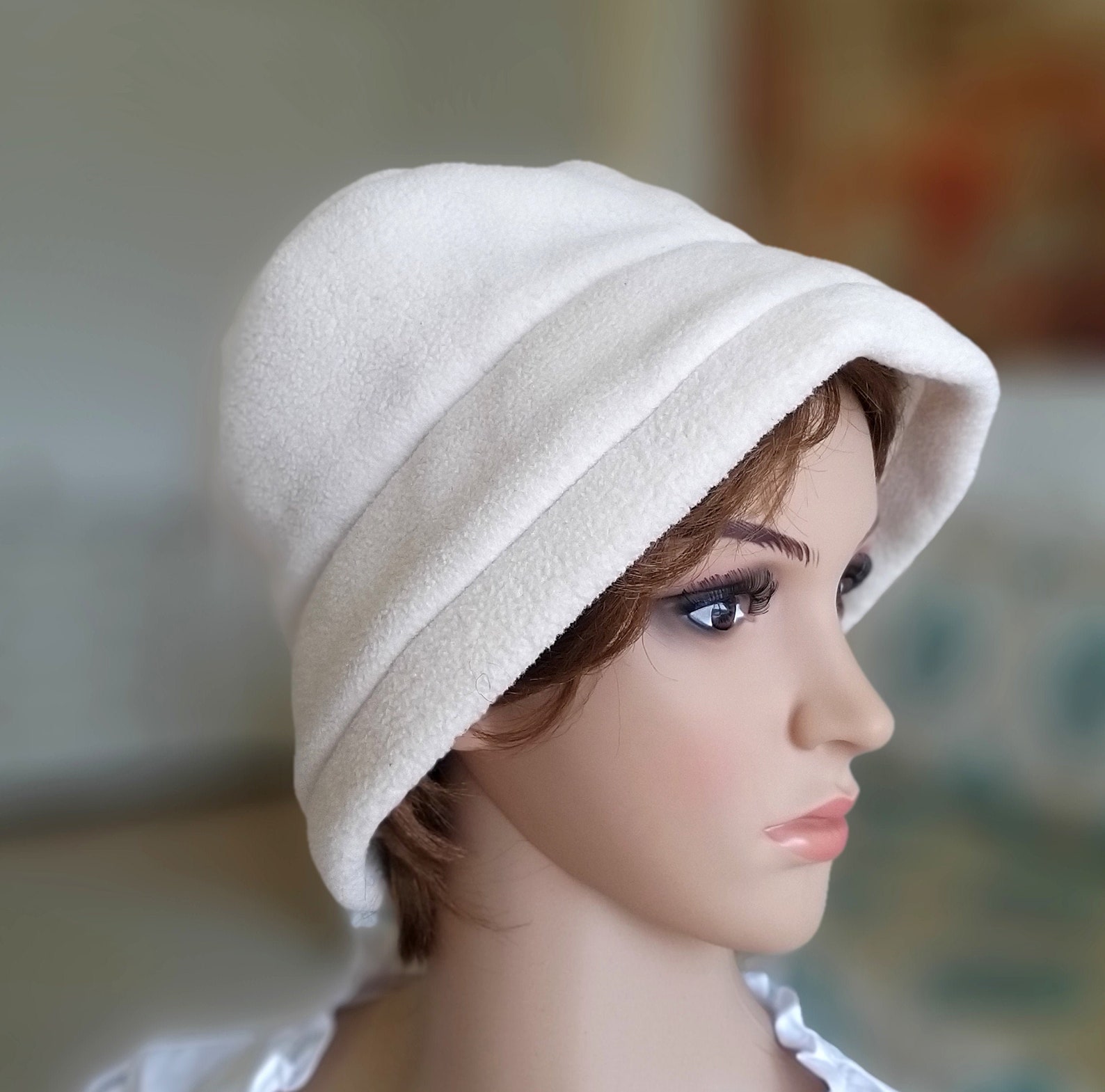 Womens Winter Hat White Bucket Hat Women Accessories Cloche Etsy