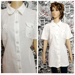white blouse womens Shirt white Linen Shirt XL Linen blouse Linen Clothing women white Shirt Linen Top Linen blouse Minimalist Blouse