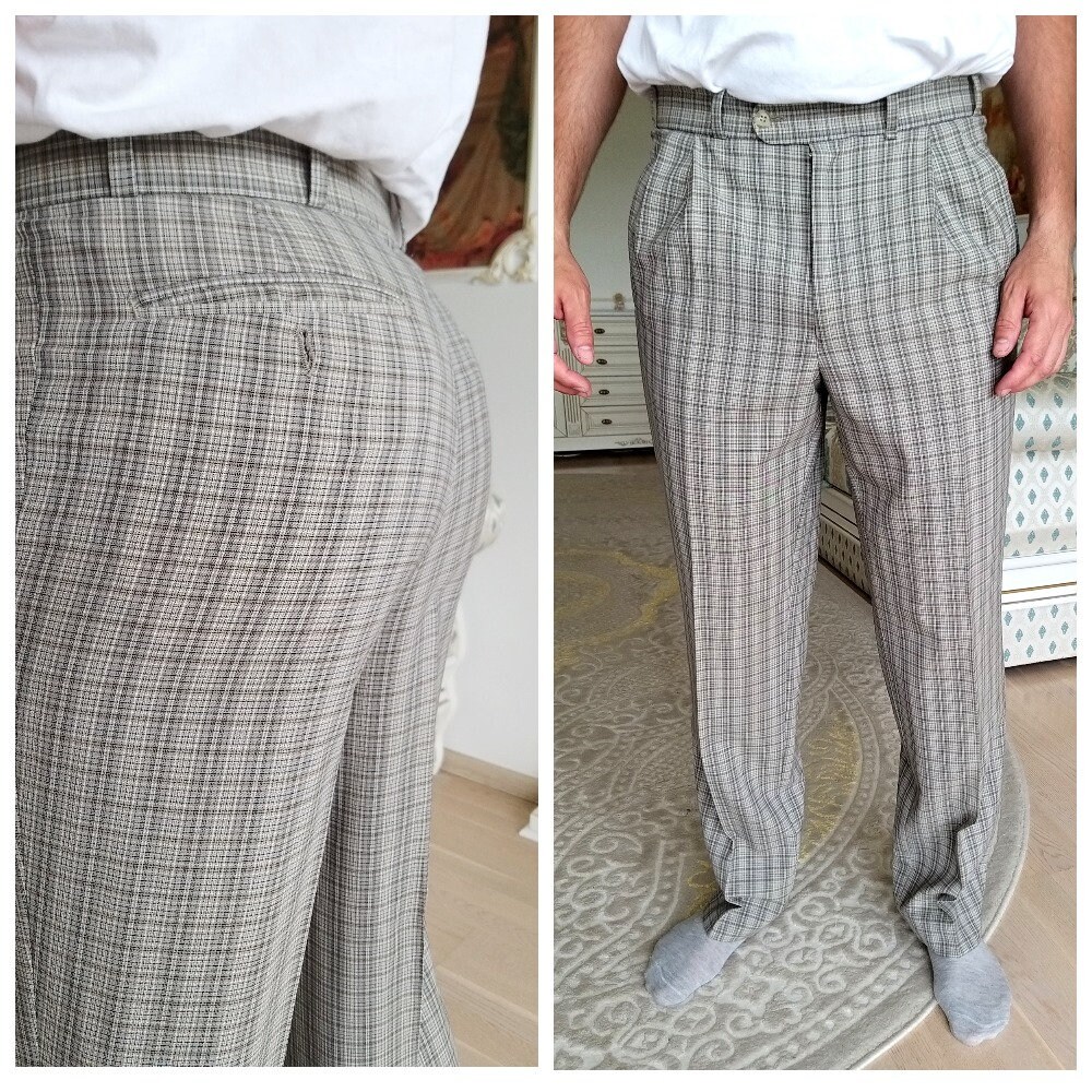 Mens Gray Pants Retro Pants Mens Pants 