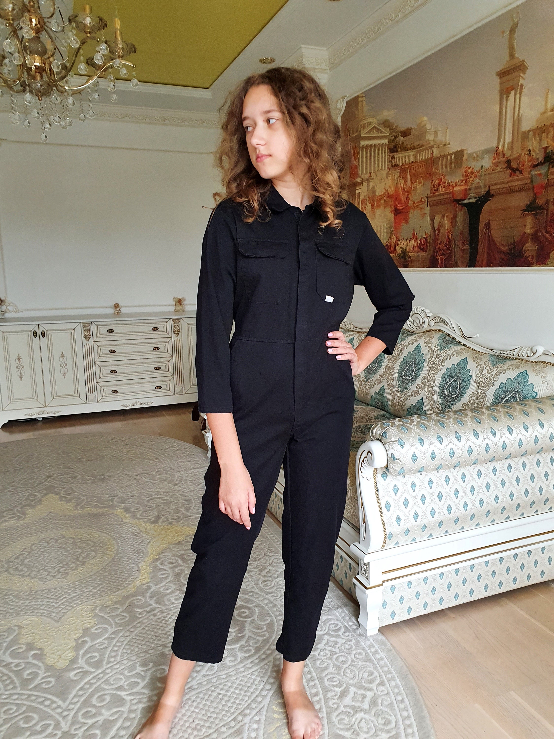 Junior Coveralls Michael Myers Costume Boys Girls Overalls One Piece Children Coveralls Jumpsuit Black Coveralls Workwear Mechanic Uniform Etsy UK