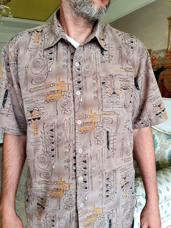 mens shirt XL Abstract print shirt casual shirt f… - image 3