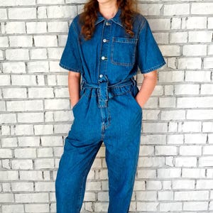 womens overall pants L Denim Overall vintage Denim jumpsuit Denim Pants jean overalls Retro overalls Denim Coverall  grunge jeans Coverall