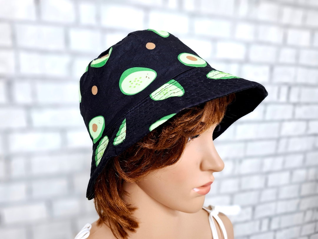 Black Hat Beach Hats Avocado Print Bucket Hat Women Accessories Women ...