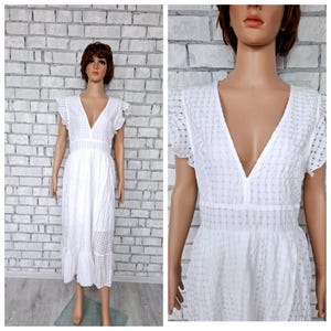 womens dress XL white dress vintage white long dress maxi dress Sun summer dress  wedding bridal dress Boho dress