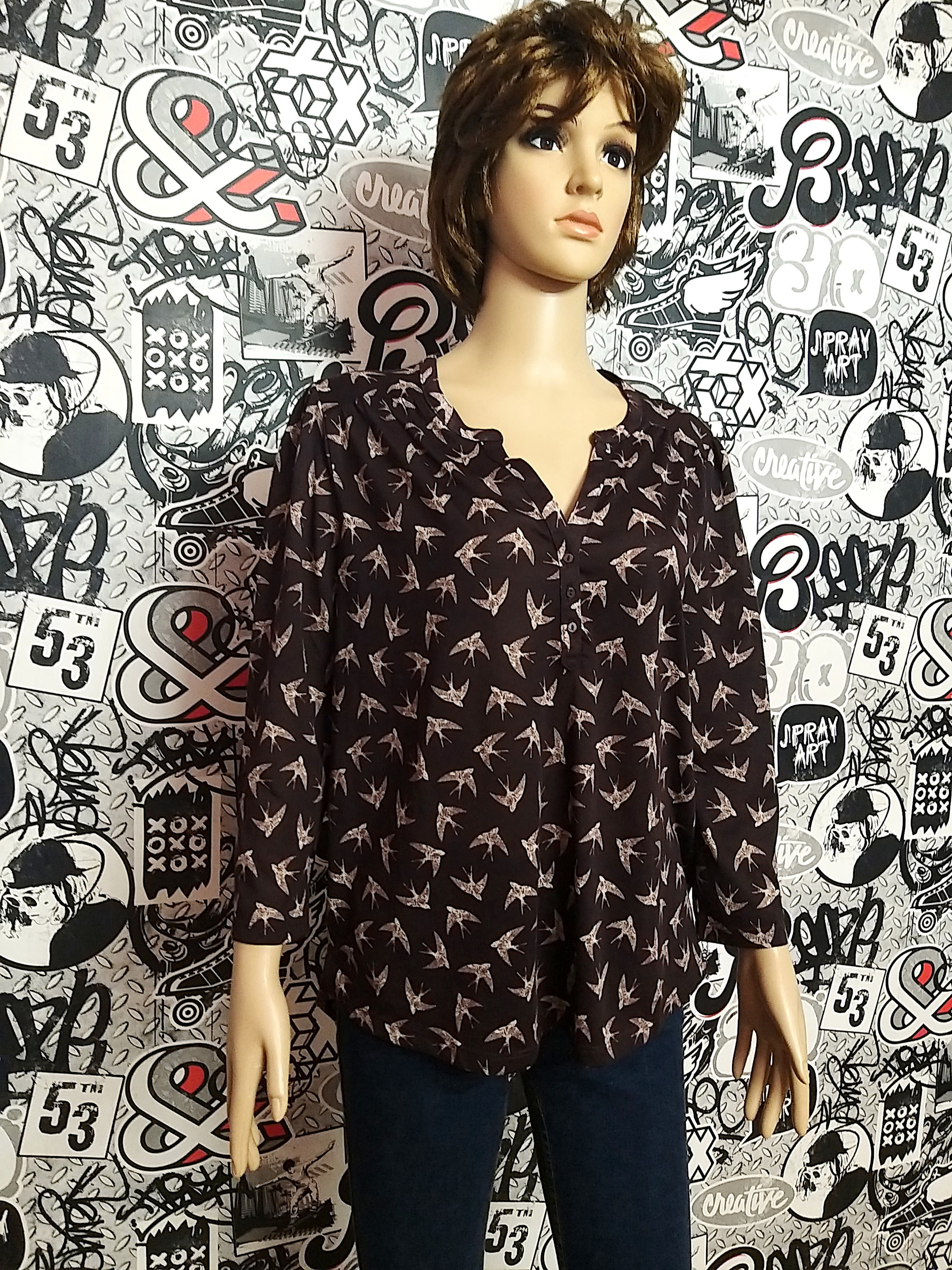 Bird Print Shirt Womens Shirt Womens Bird Shirt Bird Top Bird Etsy