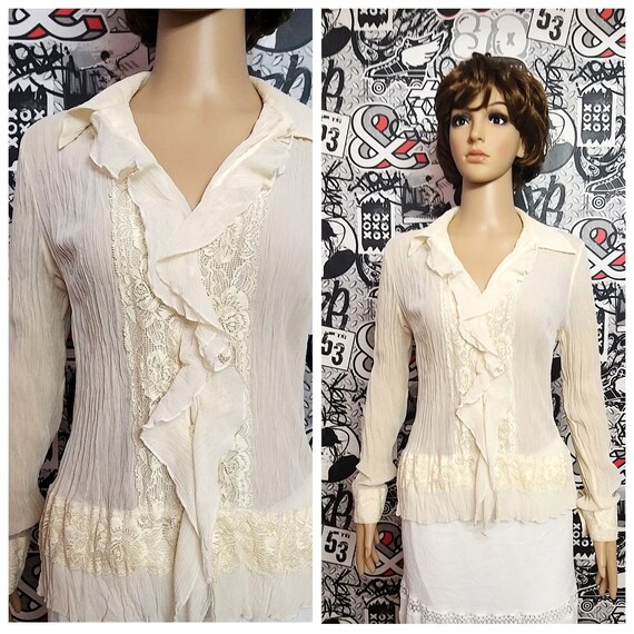 Beige Blouse womens blouse Victorian Clothing Vict