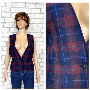 Wool vest M plaid Vest Vintage womens Vest suit vest tartan vest warm vest winter vest  waistcoats Retro Vest Patterned Vest BOho Vest