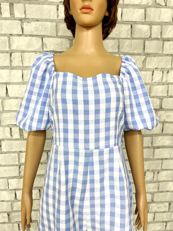blue Gingham Overall vintage womens overall short… - image 3