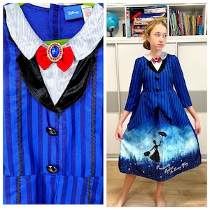 9 y. girl dress mary poppins costume halloween dress mary poppins dress women mary poppins Print cosplay blue fancy dress halloween Clothing