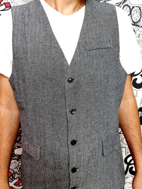 mens Vest Groom Vest Herringbone Top Herringbone … - image 3