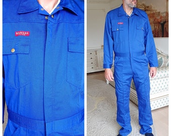 UNISEX One Piece blue Coveralls vintage blue Jumpsuit mens Overalls zip up mens Coveralls utility workwear mechanic uniform S M