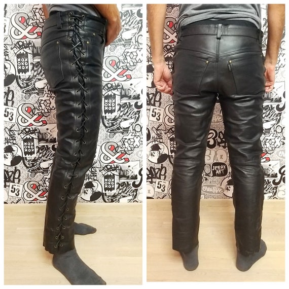 Mens Leather Clothing Western Leather pants Retro