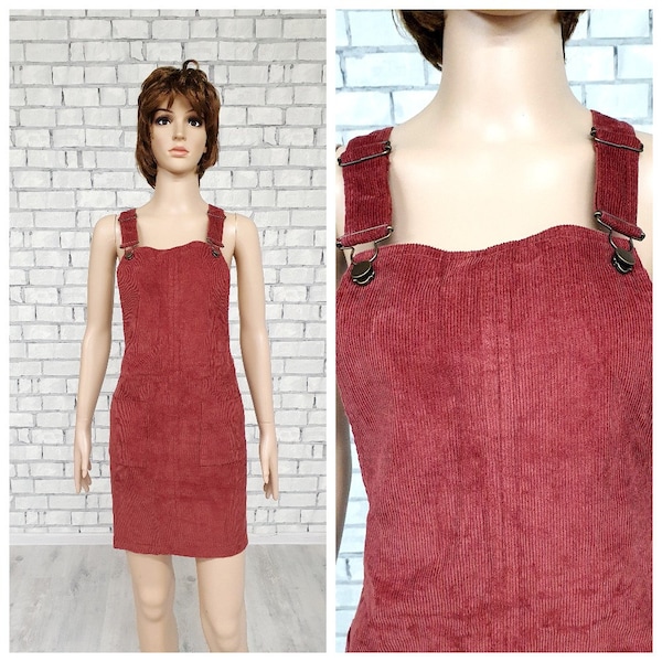 rust Dress L apron Dress women Dress rust  corduroy skirt corduroy jumper dress mini  Overall Dress Overall skirt oversized dress