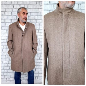 Casacos Casaco masculino Casaco de lã masculino 2XL casaco de outono vintage casaco quente casaco de inverno Sobretudo Casaco marrom