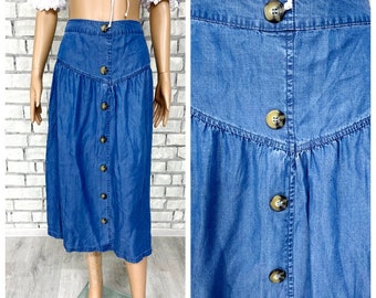 Jupe longue en jean XL cadeau fête des mères jupe femme maxi jupe jupe en jean bleu vintage jupe longue jupe en jean