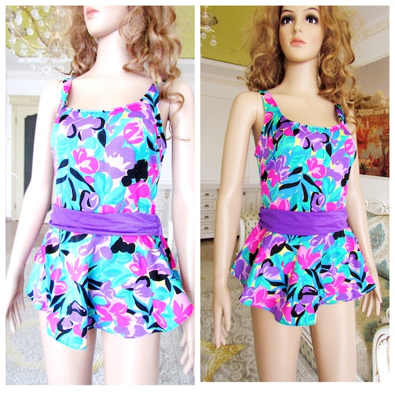 floral Swimwear Vintage watercolor swimsuits 90s f