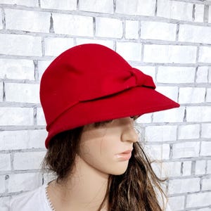 Cloche Hat vintage red Hat formal hats  Felt Hat women Wool Hat Classic Hat retro hat Pillbox Hats Brim Hat Fedora Hat bucket hat