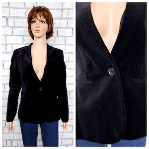 H&M Black blazer M Evening blazer Bussines Suit Formal Casual Velvet jacket Black Velvet  jacket Velvet blazer womens Black jacket