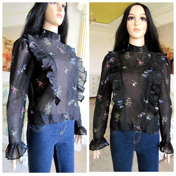 black Flower blouse Flower shirt floral Clothing