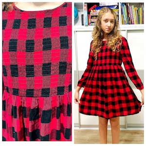 x mas Gift christmas gift christmas dress girls dress Tartan dress birthday dress x mas dress Holiday dress red Plaid dress party dress