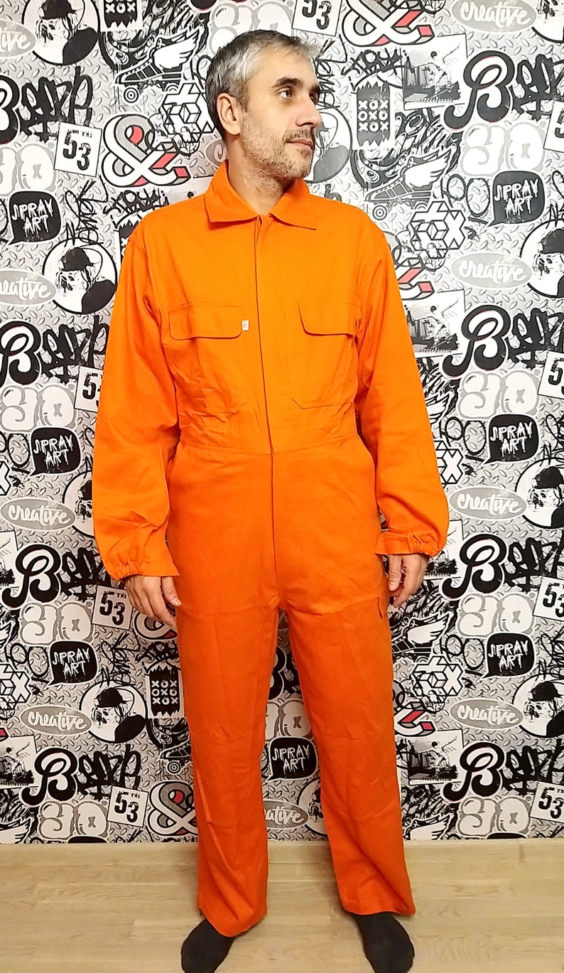 One Piece orange Coveralls vintage orange Jumpsuit mens Overalls mens Coveralls utility workwear mechanic uniform XL