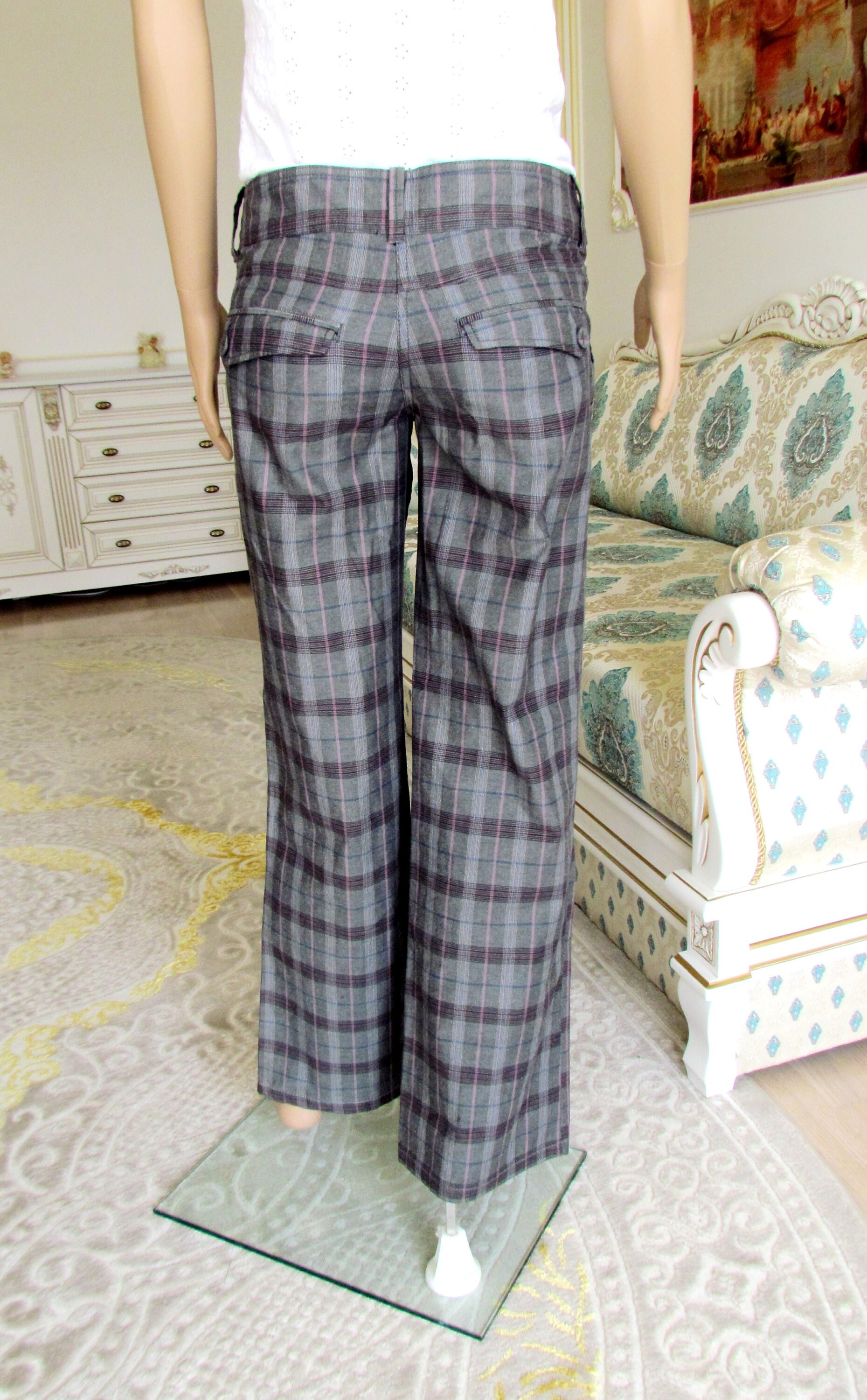 Buy Grey Check Trousers for Women | ONLY | 242360501