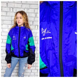 UNISEX black purple Windbreaker Jacket M mens womens  athletic Clothing 80s Sport Coat Sports Jacket Windbreaker athletic jackets