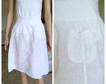 womens skirt 90s White Linen skirt womens Midi skirt White skirt Pocket skirt holiday skirt summer skirt casual skirt 2XL