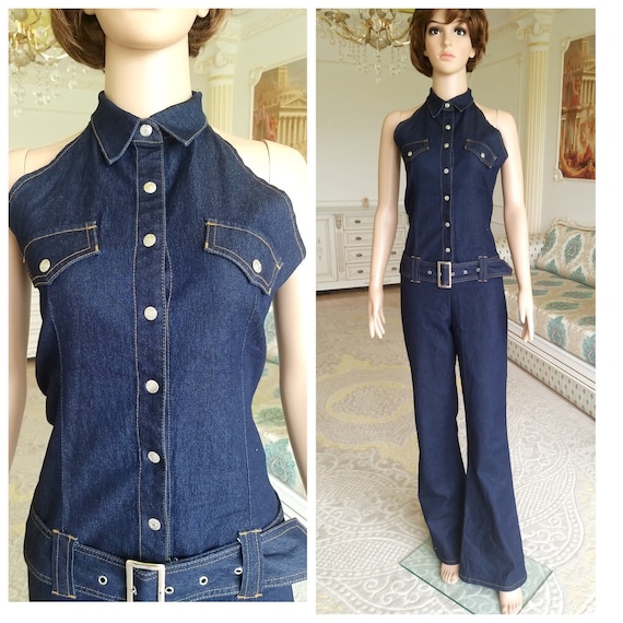 blue Denim Overall vintage Coveralls womens overal