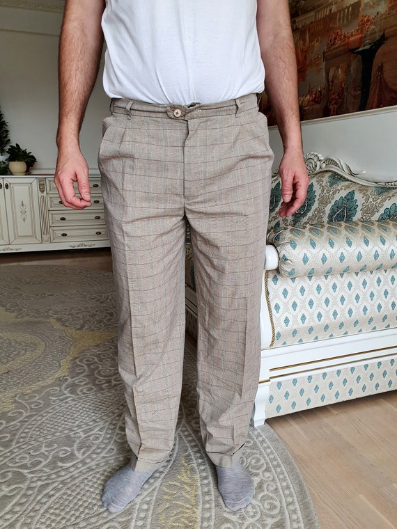 Chino Pants Retro Pants Mens Pants Plaid Pants Beige Pants Chino Pants Retro Pants Mens Pants Plaid Pants Beige Pants