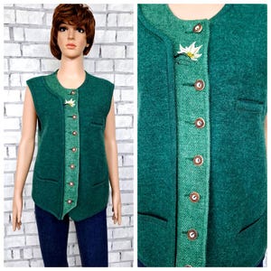 green wool Oktoberfest Vest L oktoberfest clothing womens Vest trachten Folk Vest Bavarian German Austrian Vest Tyrol Alpine  Festival vest