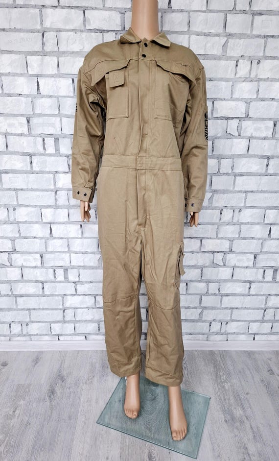 One Piece Beige Coveralls Vintage M Beige Jumpsuit Mens One Piece Beige Coveralls Vintage M Beige Jumpsuit Mens