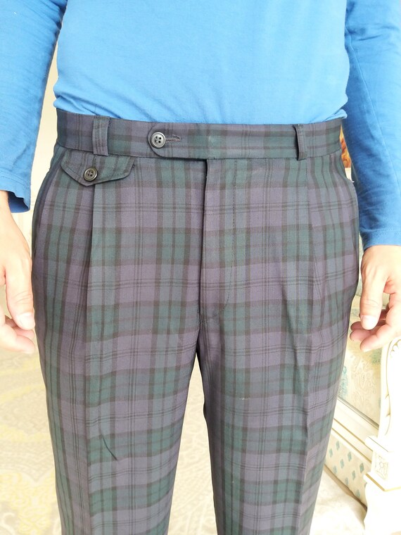 pleated Pants Tartan Pants Retro Pants Mens Pants… - image 2