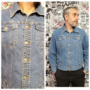 Herren Jeans Jacke Herren Jeans Jacke 90er Jahre Herren Kleidung Jacke Herren Jacke Herbst Jacke Frühling Jacke Sport Mantel Knopf Jacke L