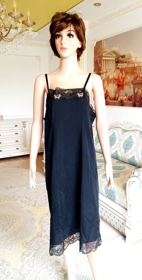 black nightgown wedding lingerie Sheer Slip Dress… - image 3