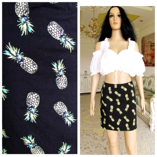 Purple Neon Pineapple Hawaiian Print Women's Skirt