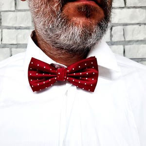 Christmas gift burgundy bow tie burgundy Polka dot tie  Men&#39;s accessories holiday bow tie vintage Men&#39;s bow tie groom tie wedding tie