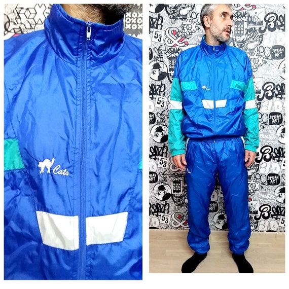 blue track suit XL Mens track suit 90s colorful sp