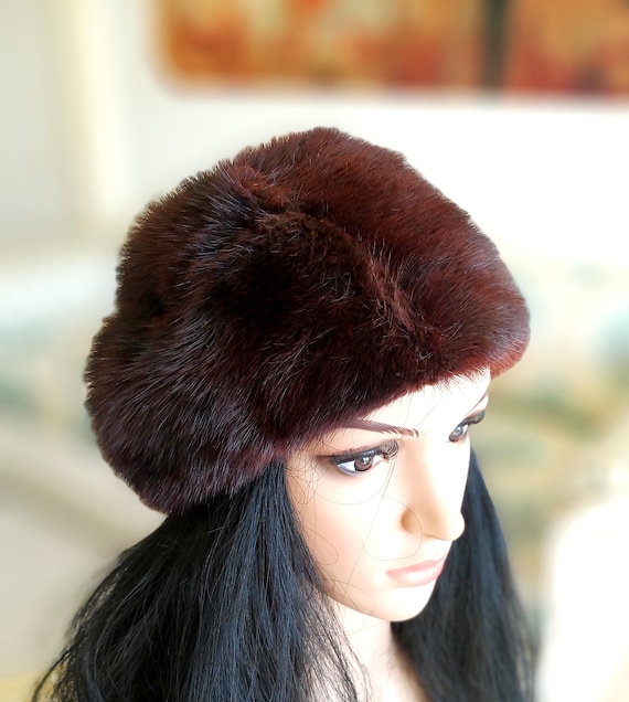 Mink Fur Hat brown fur hat winter hat warm hat win