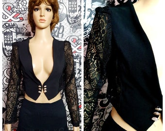 Black lace bolero S Black Crop Jacket  wedding bolero bridal bolero Black Bolero Shrug for dresses Black Shrug Cropped Jacket